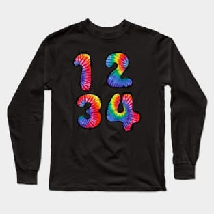 Colorful Numerals Tie Dye By Numbers Long Sleeve T-Shirt